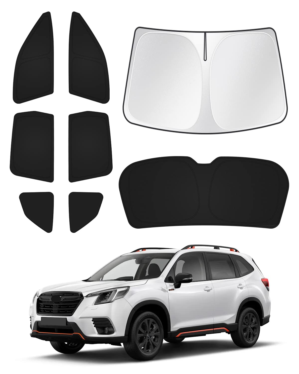 Canvcle front windshield cover fitted on Subaru Forester reducing heat