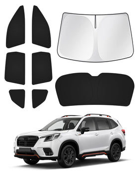 Canvcle front windshield cover fitted on Subaru Forester reducing heat