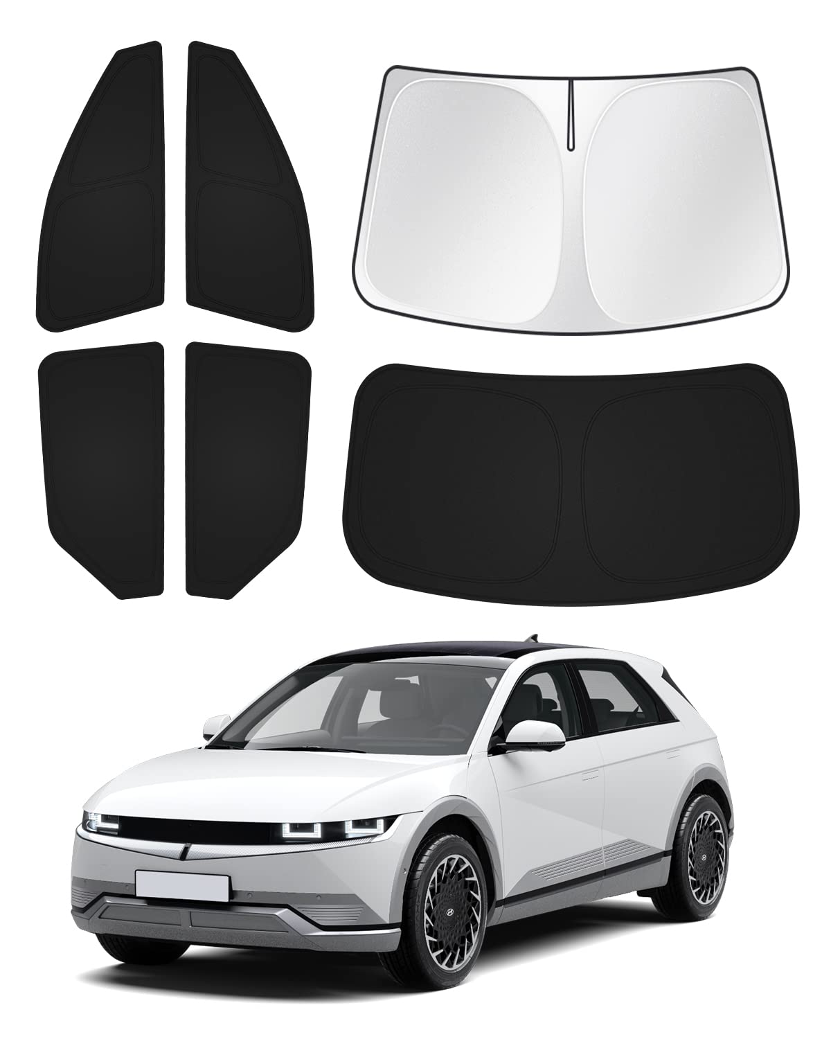 Canvcle front packaging showing full 6-piece Ioniq 5 sunshade set and benefits