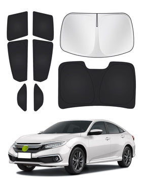 Canvcle front windshield cover fitted on Honda Civic showing full sun protection and cooler interior