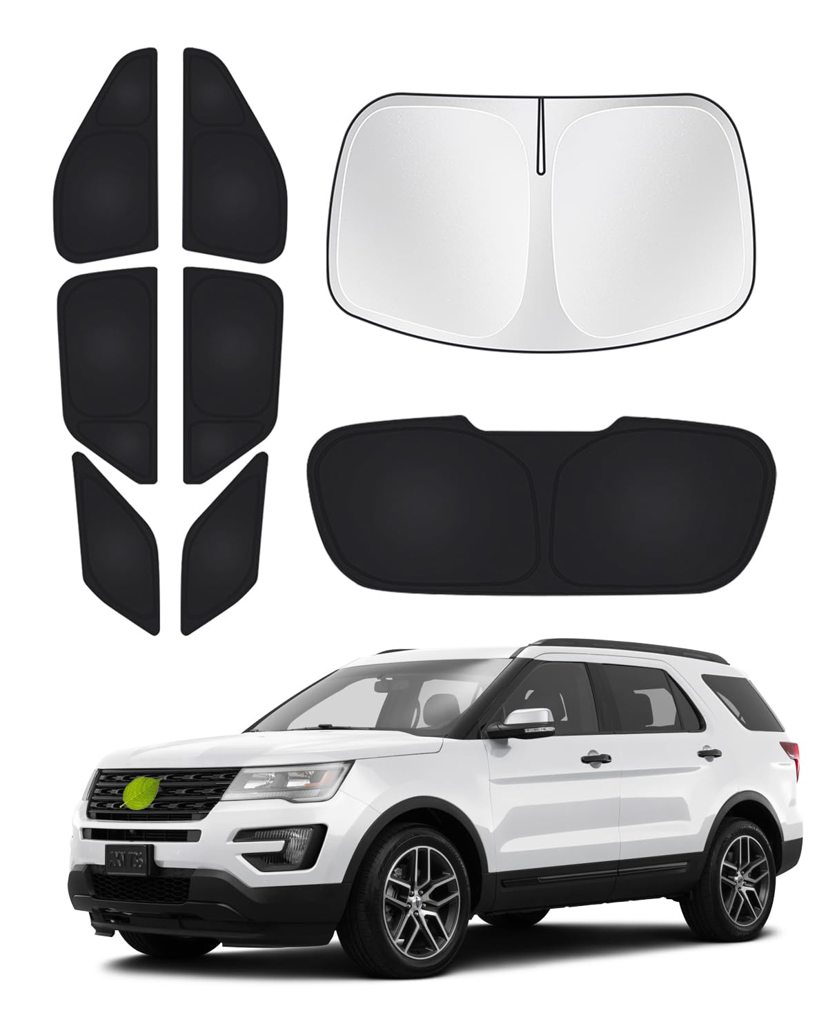Canvcle front windshield cover fitted on Ford Explorer lowers cabin heat