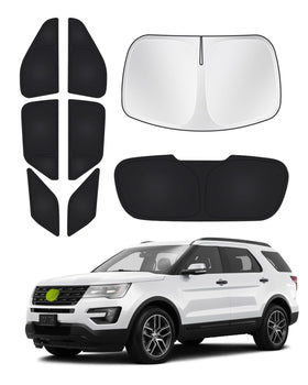 Canvcle front windshield cover fitted on Ford Explorer lowers cabin heat