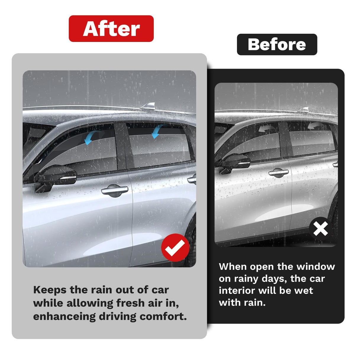 Canvcle visors installed on HR‑V side profile, improves airflow and sleek appearance