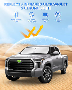Canvcle installed on Tundra front windshield lowering glare and heat