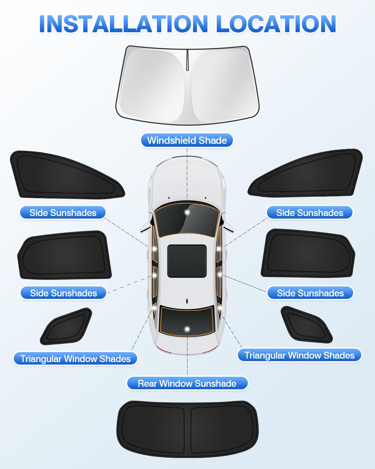 Canvcle shades installed in Kia Sportage during camping offering privacy and darkness