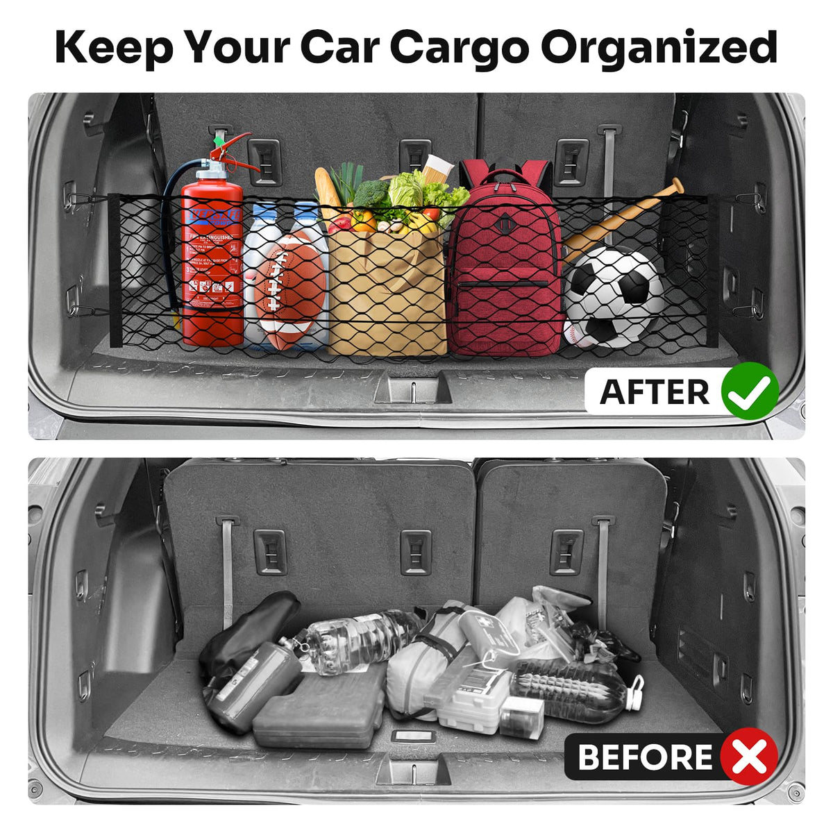 Canvcle installed in Chevy Traverse rear keeping items secure