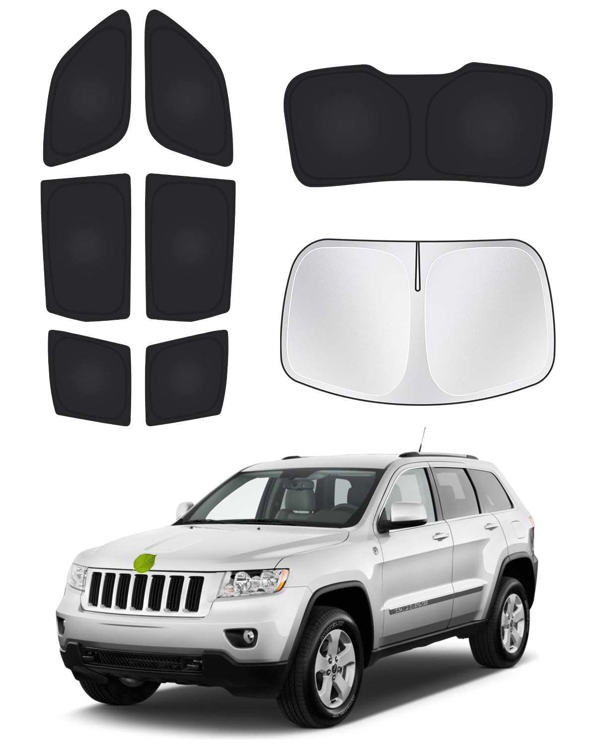Canvcle front windshield cover on Jeep Grand Cherokee reducing heat
