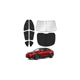 Canvcle front windshield sunshade fitted on Tesla Model Y reducing heat