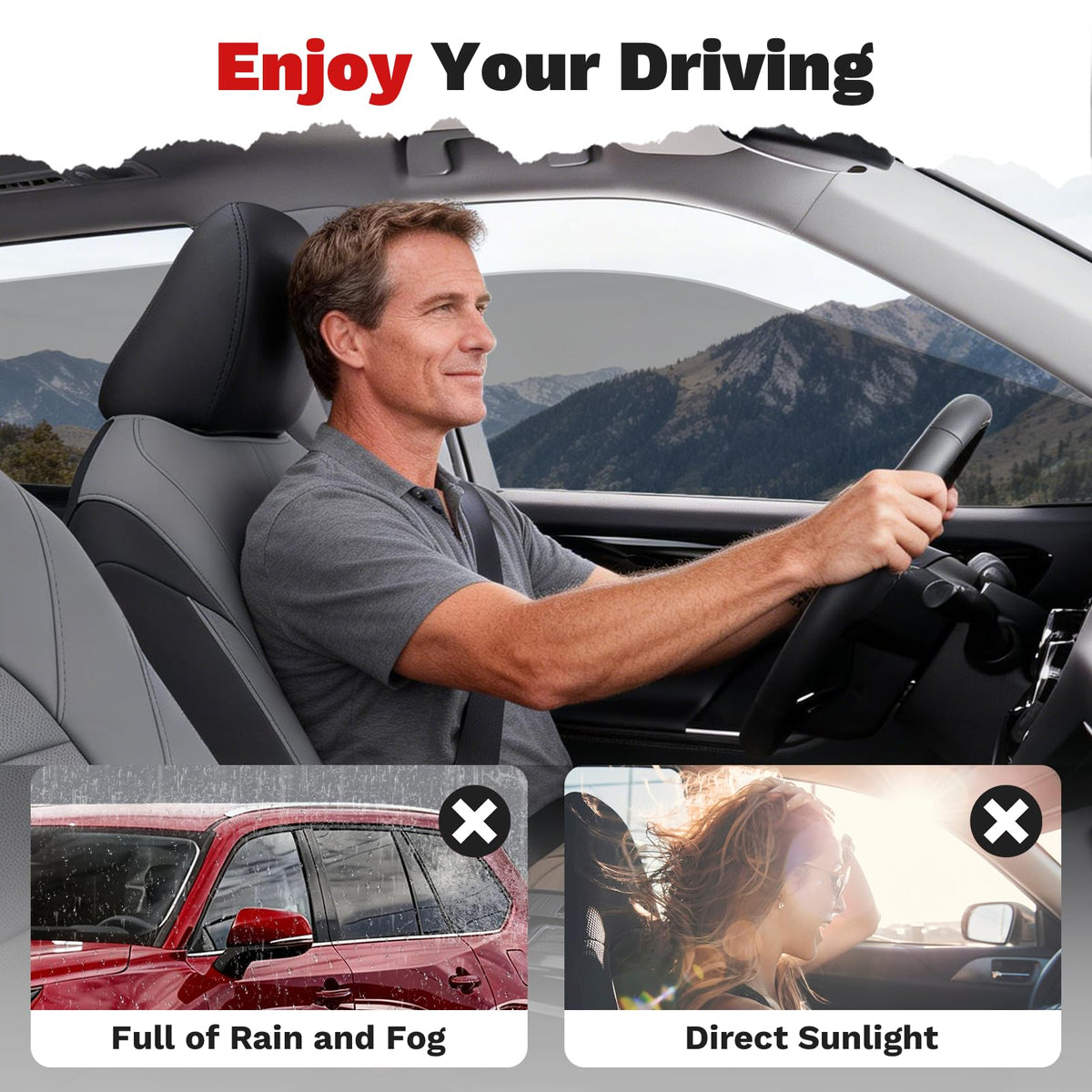 Canvcle rear passenger visor angled to show full‑size coverage and UV shading benefit