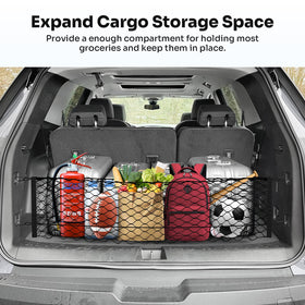 Canvcle net holding grocery bags to show real-world capacity