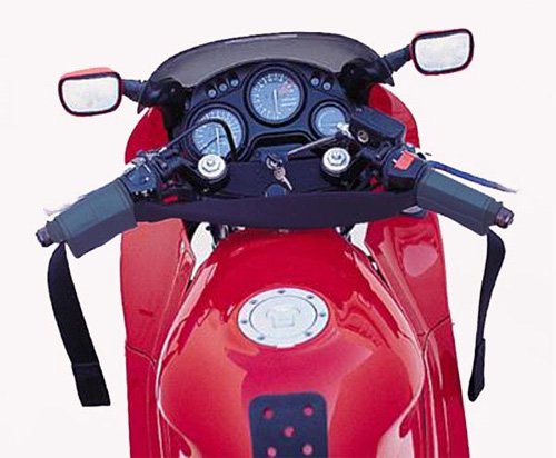 Canyon Dancer bar-harness in use on sportbike demonstrating safe tie-down positioning