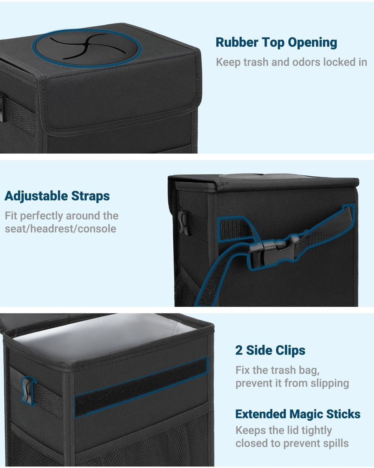 Capolo inner lining detail demonstrating leakproof fabric and easy wipe‑clean benefit