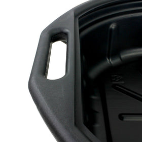 Capri Tools pan positioned under vehicle catching draining oil cleanly