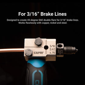 Capri Tools detachable die removed and beside tool demonstrating bench vise compatibility