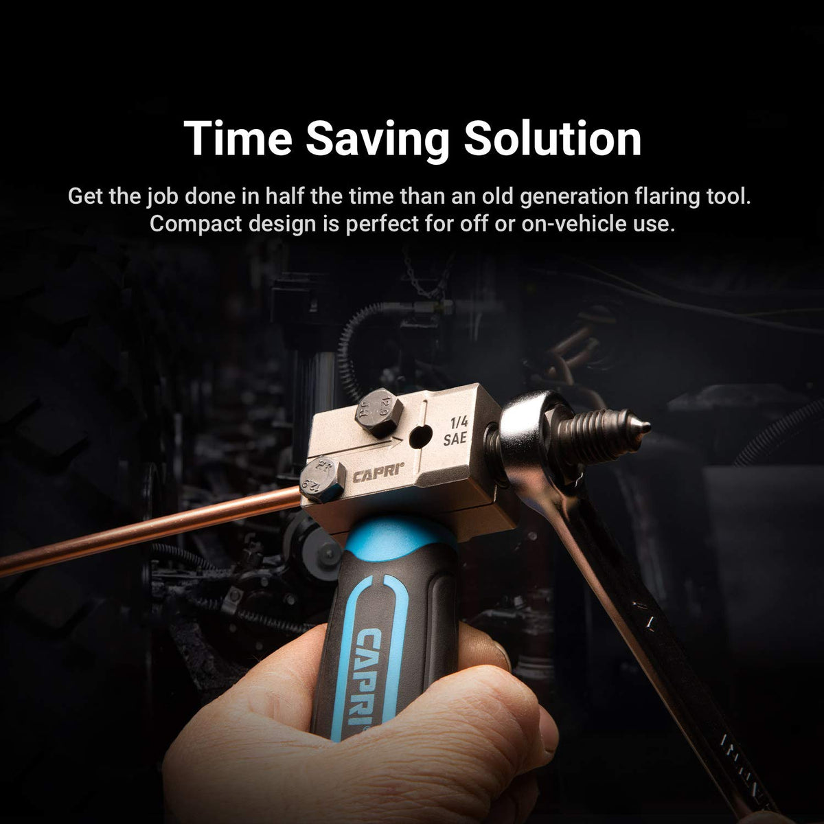 Capri Tools close-up of detachable die highlighting precision machining and consistent flares