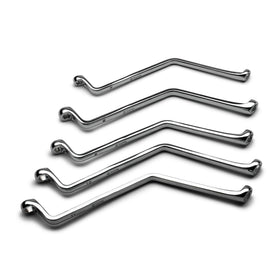 Capri Tools front view of five-piece brake bleeder wrench set showing sizes and layout for quick selection