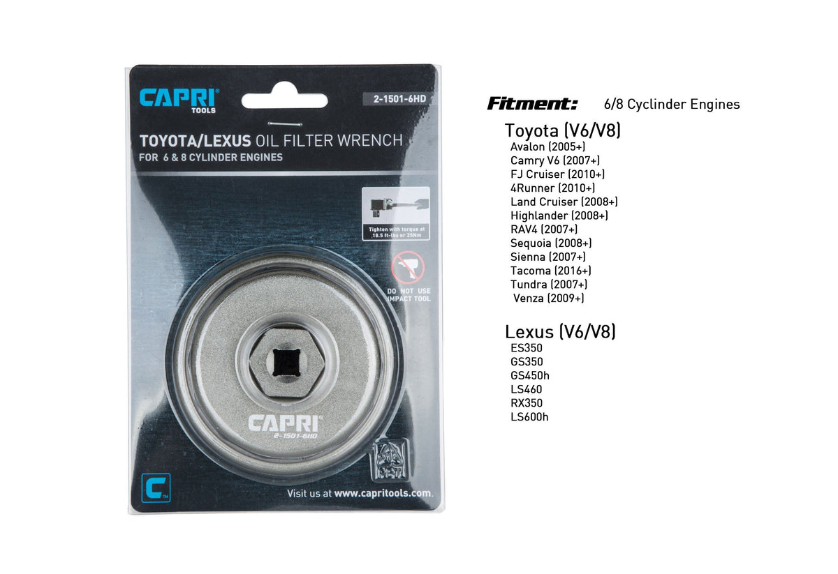 Capri Tools wrench in use on Toyota housing for safe, easy removal