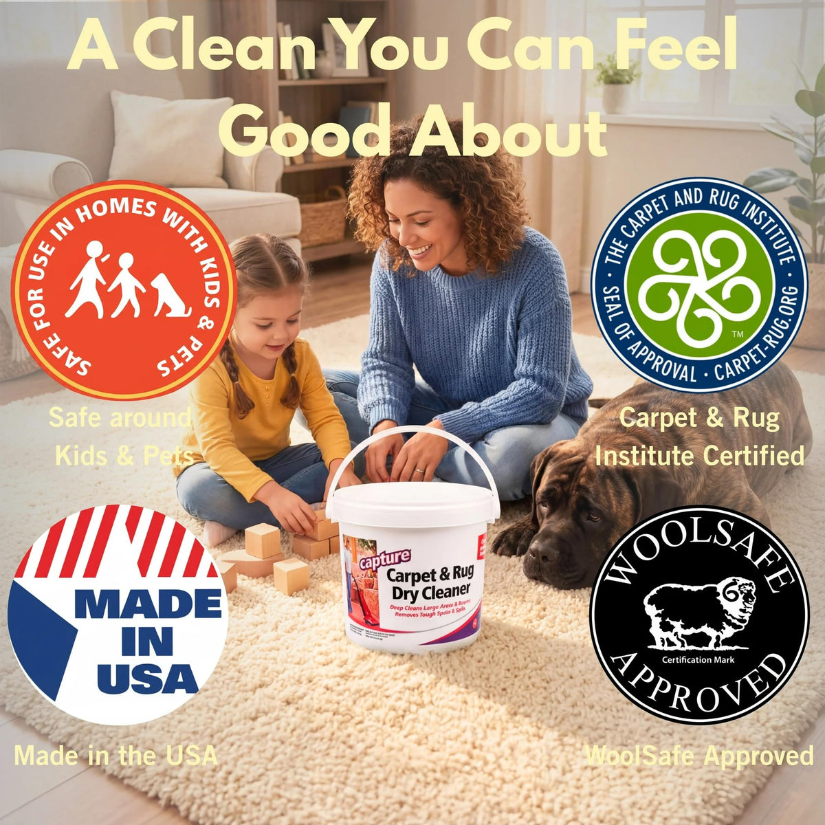 Capture gentle brushing into rug fibers to loosen stains and lift dirt