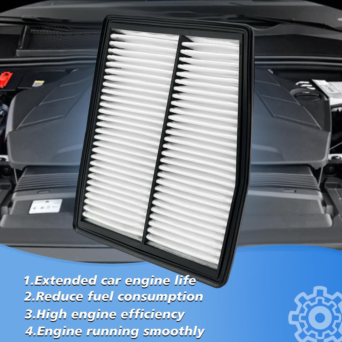 Capume engine filter installed under hood showing sealed fit to protect intake components