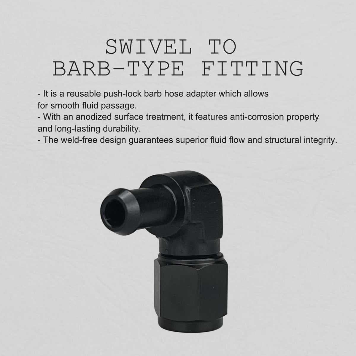 caqeg close-up of 3/8" barb texture ensuring strong hose grip