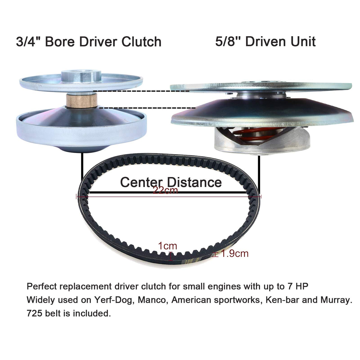 caqeg driver clutch bore and 3/16" keyway detail for correct shaft fit and secure mounting