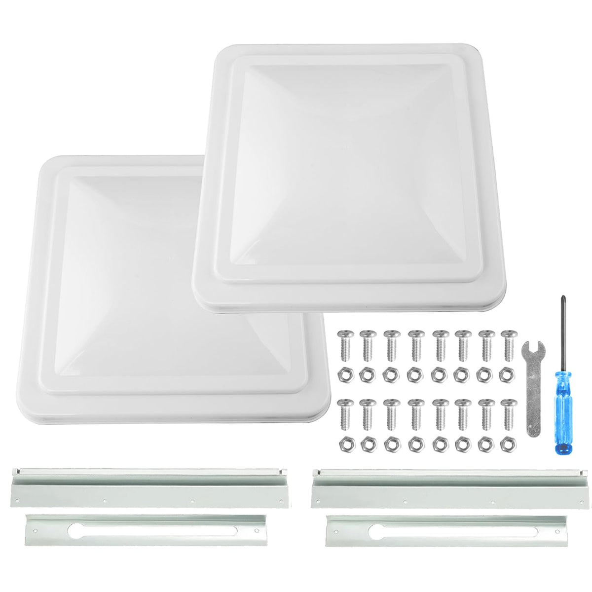 caqeg front view vent cover shows clean white finish and universal fit benefits