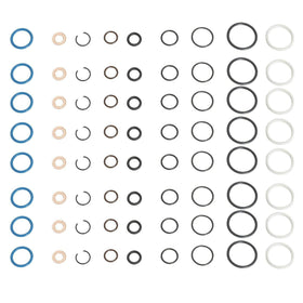 caqeg assortment of upper and lower O-rings with D-rings arranged for fast part selection