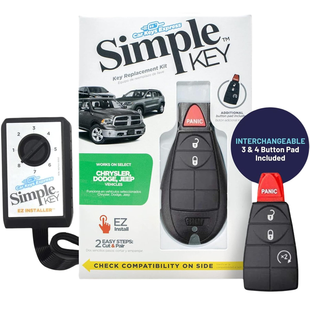 Car Keys Express front packaging showing kit contents and compatibility benefit