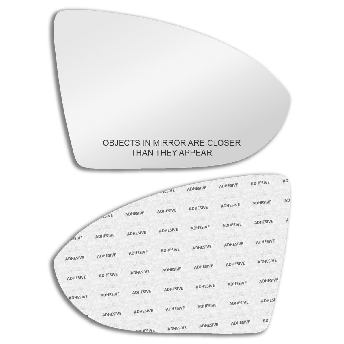 CAR MIRROR BAZAR front view of replacement glass showing exact shape and fit