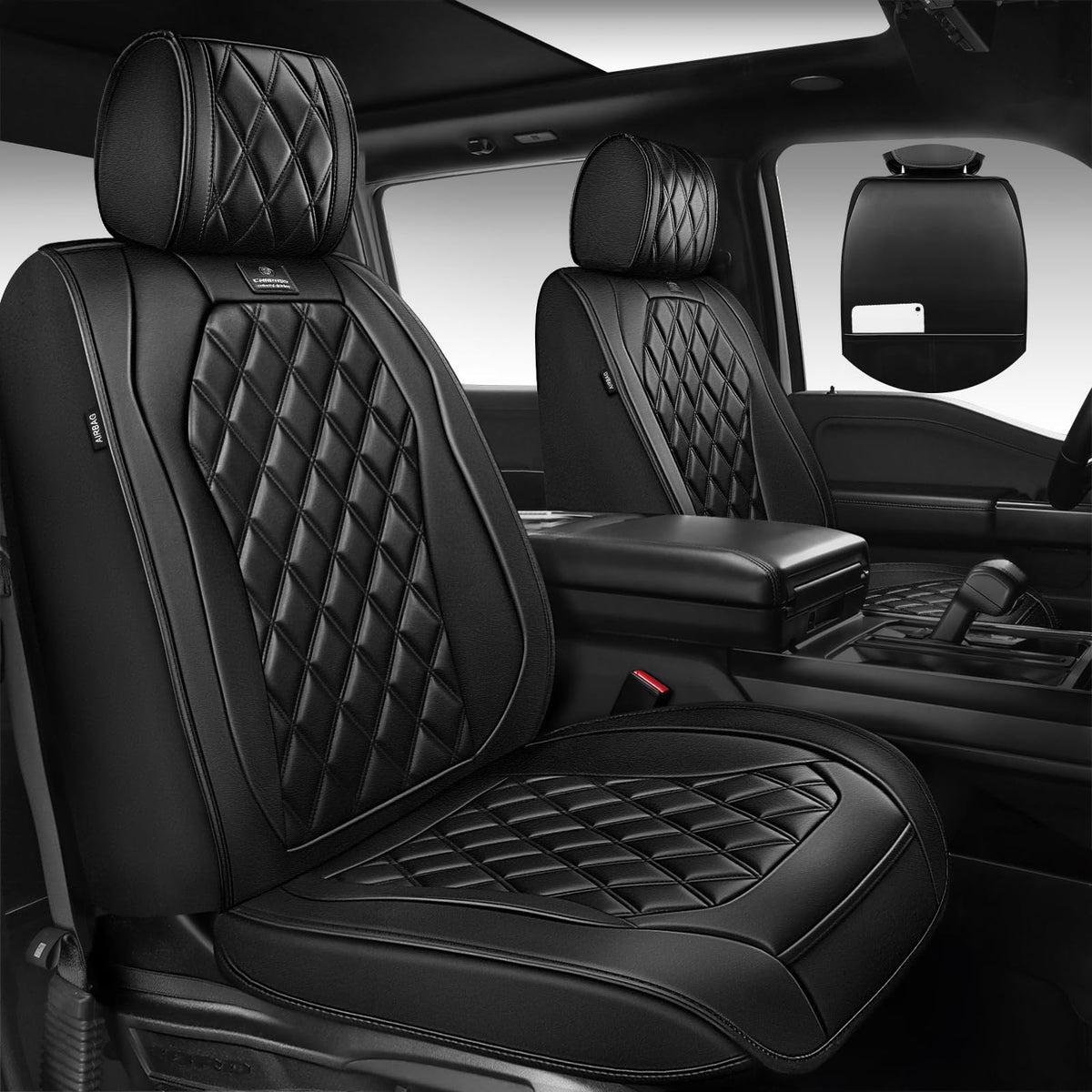 CAR PASS close-up of 3D rhombus stitching highlighting premium texture