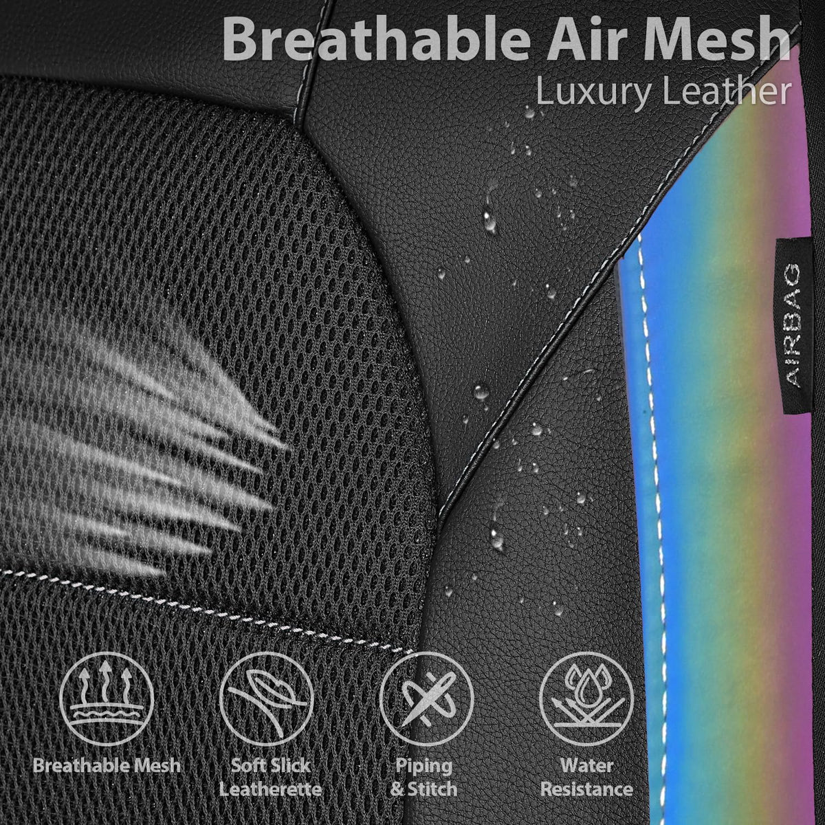 CAR PASS air-mesh backing detail demonstrating breathable airflow benefit