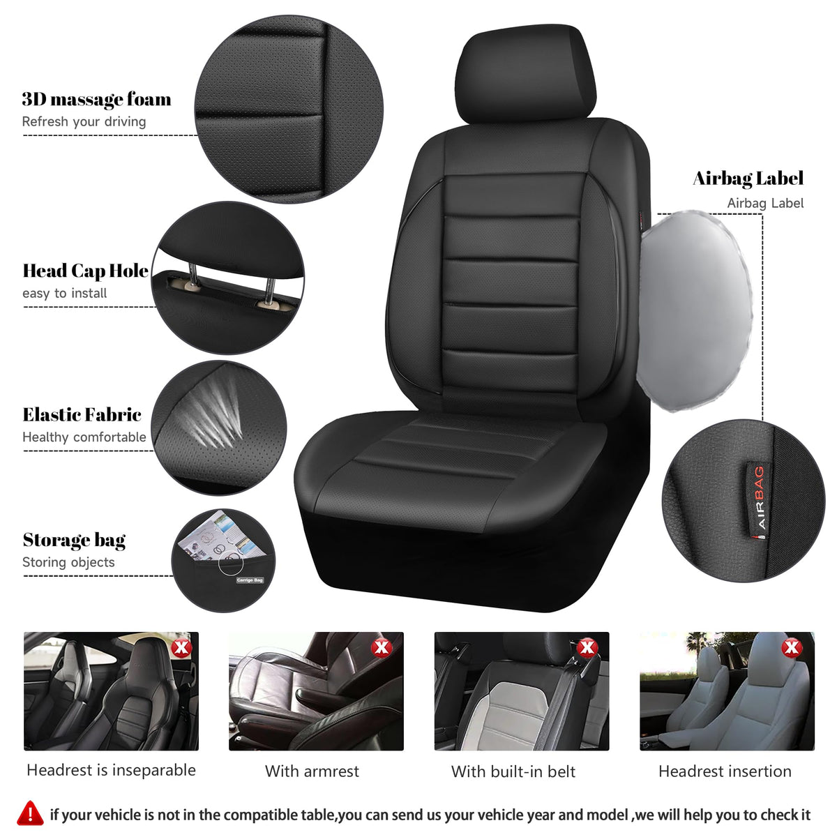 CAR PASS airbag stitching detail showing safe side-deployment design