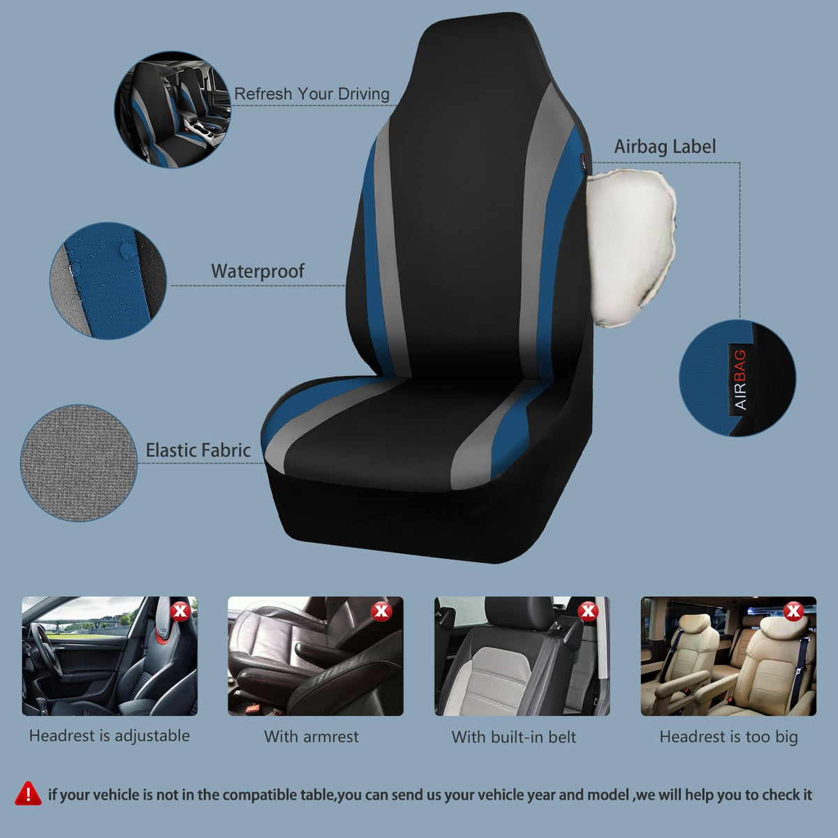 CAR PASS side seam detail illustrating airbag-compatible design and safety