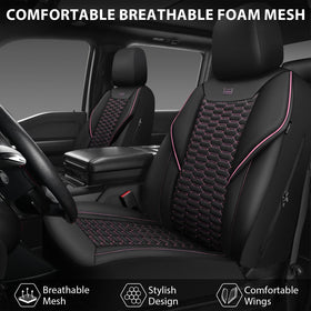 CAR PASS rear-of-seat view reveals elastic fit and anti-slip retention benefits