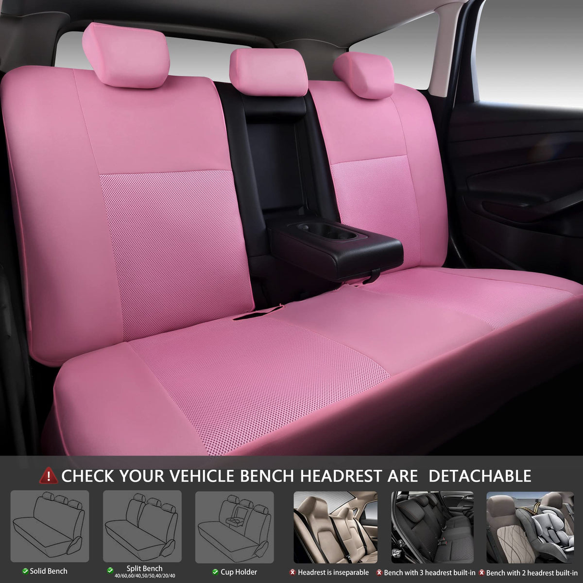 CAR PASS full back seat installed demonstrating complete pink coverage