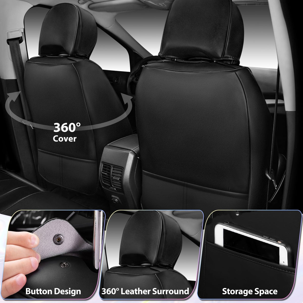 CAR PASS backrest pocket shown holding small items for convenience