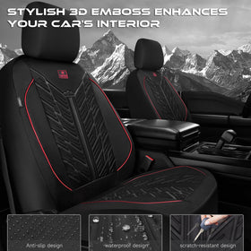 CAR PASS black and red seat cover in car interior showing visual upgrade