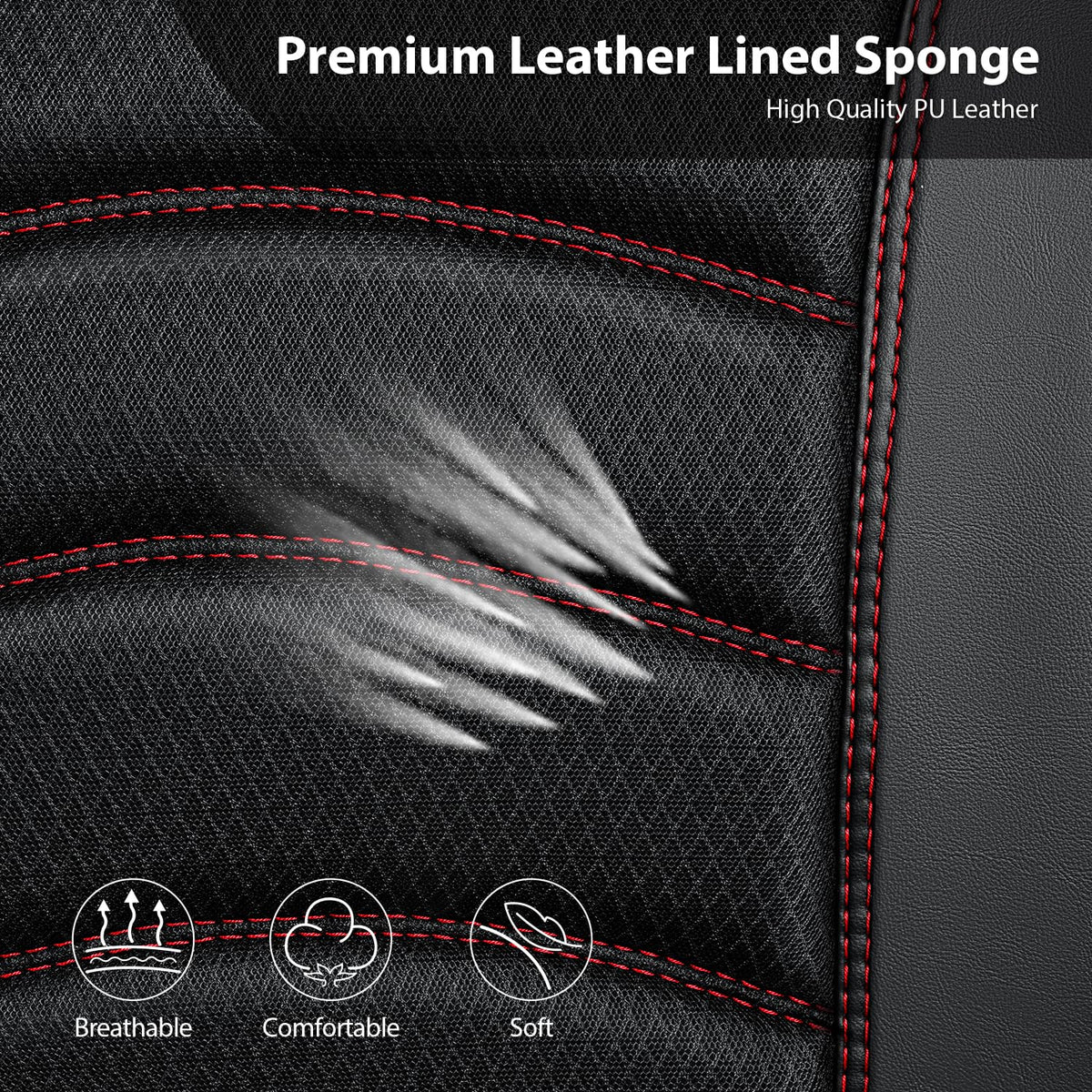 CAR PASS black and red stitching detail emphasizing sporty finish