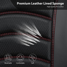 CAR PASS black and red stitching detail emphasizing sporty finish