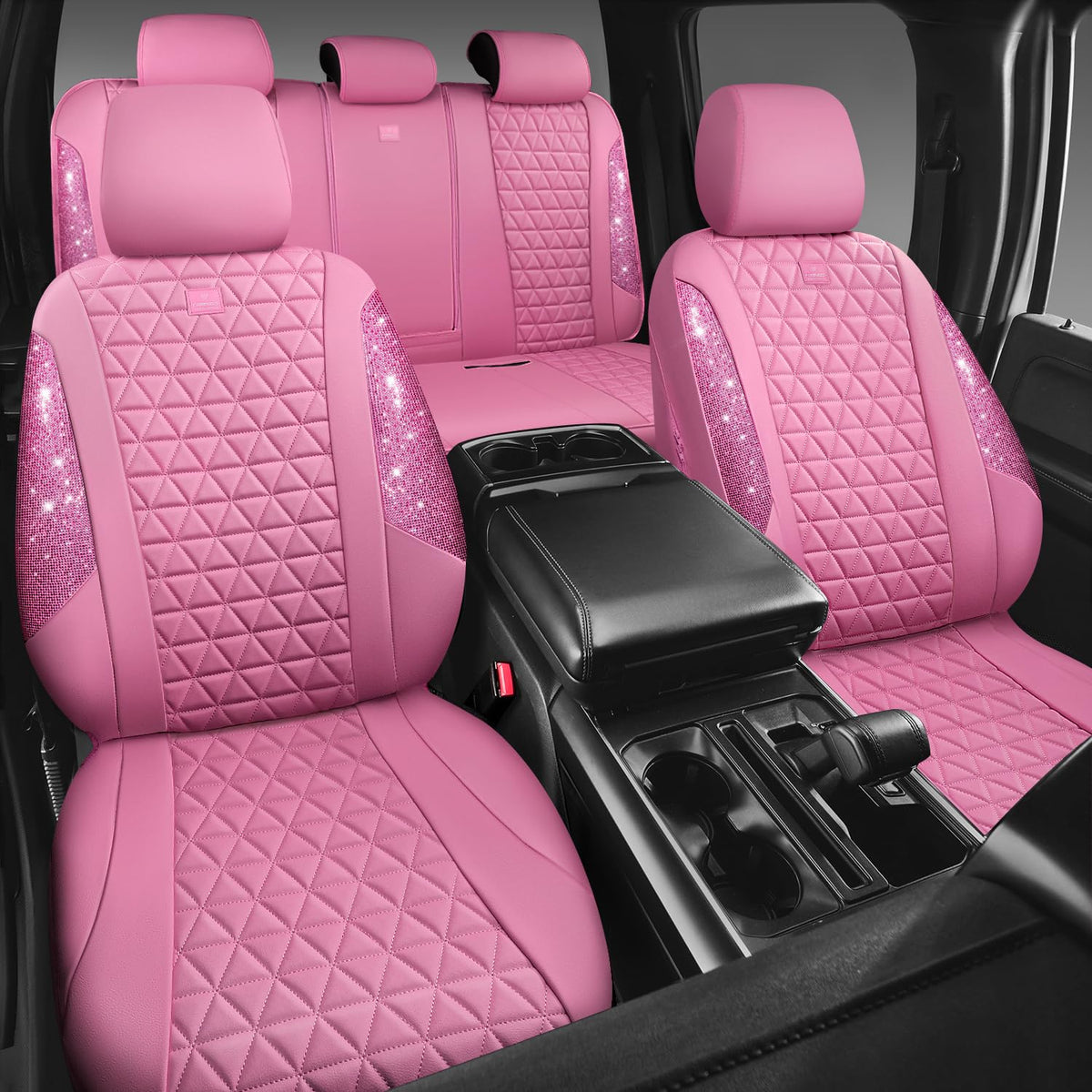 CAR PASS close-up of rhinestones and diamond PU leather for glamorous look
