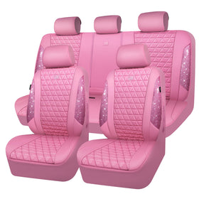 CAR PASS front seat covers installed showing pink bling and protective fit