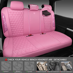 CAR PASS full rear seat cover installed showing cohesive pink interior