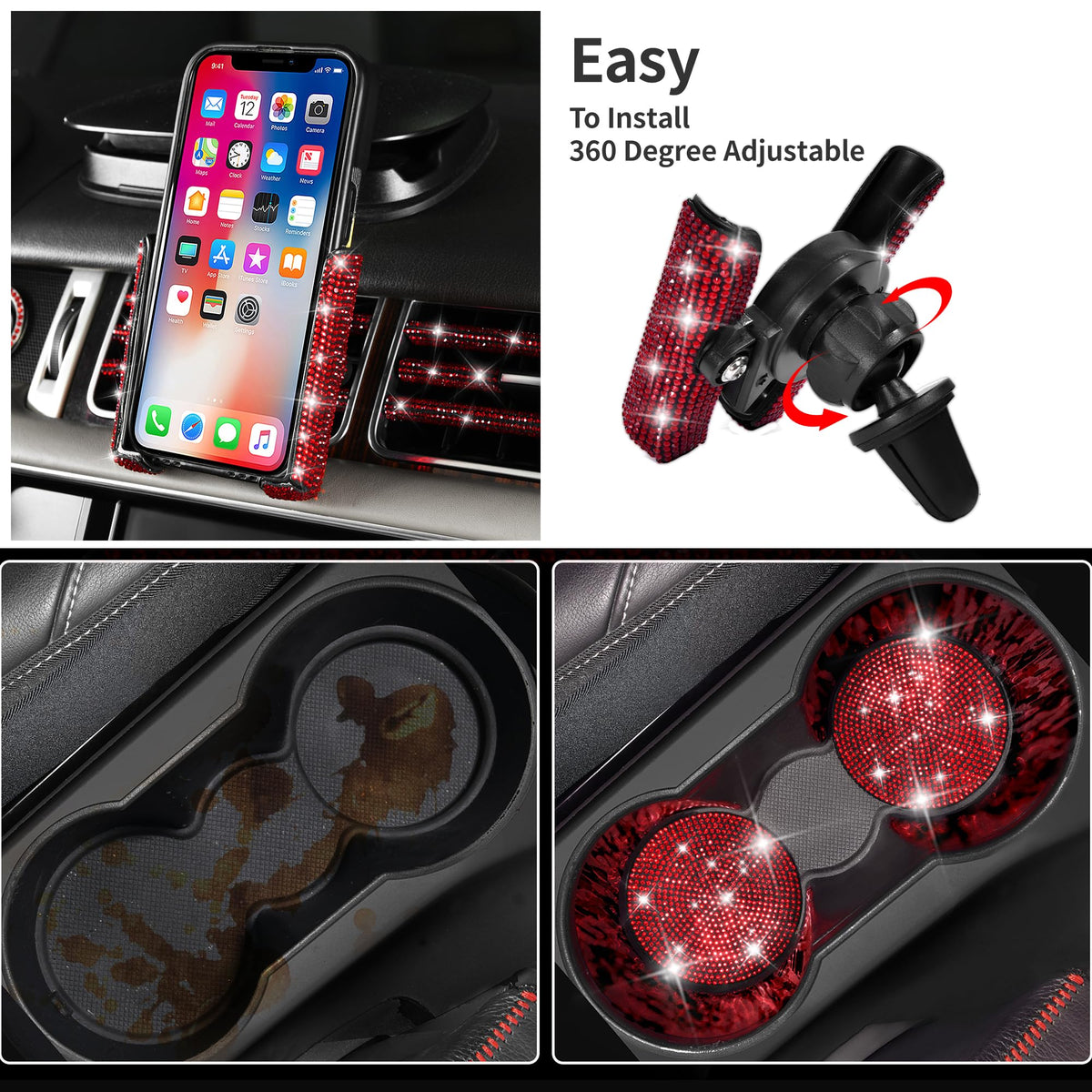 CAR PASS silicone car coasters closeup keeping cup holders clean