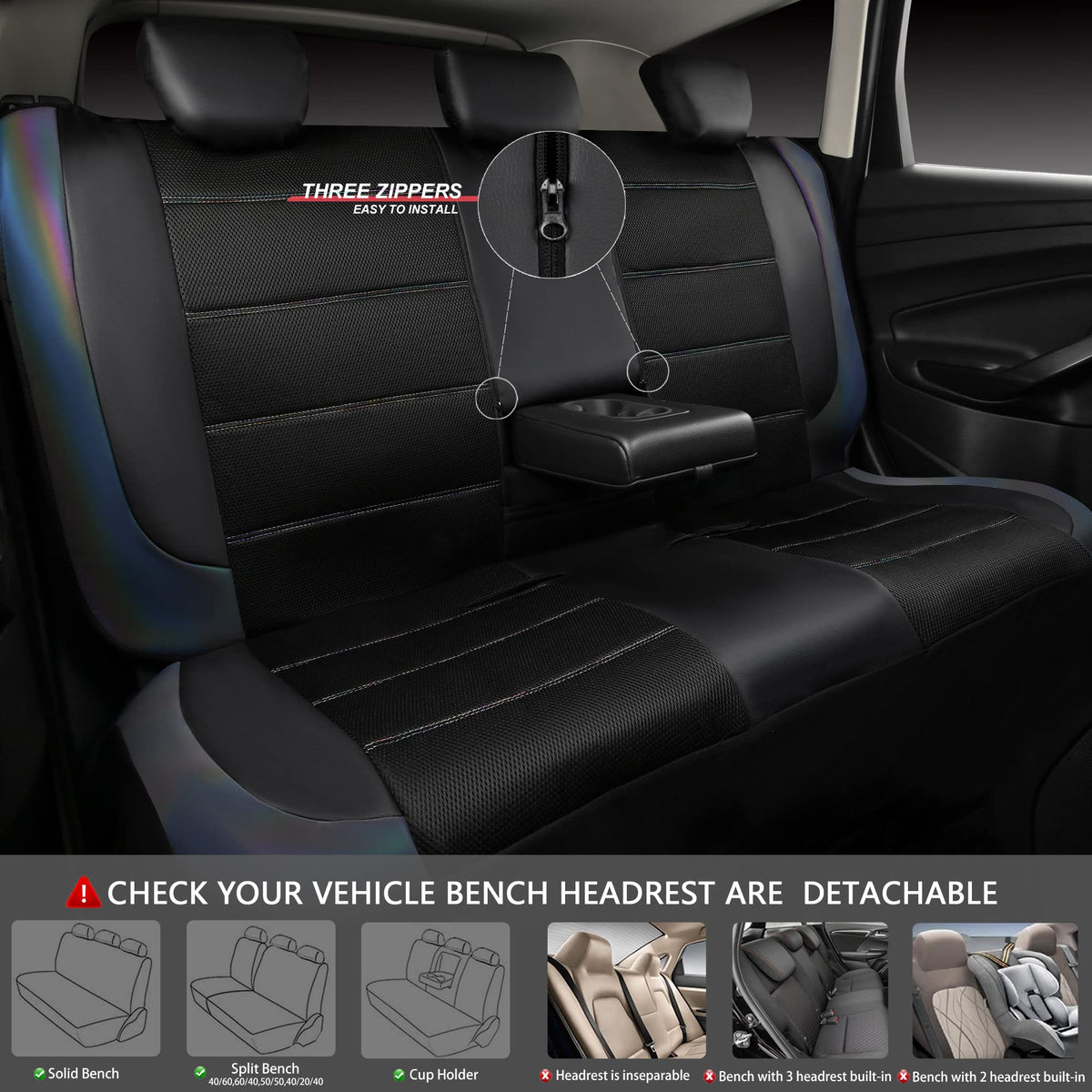 CAR PASS rear bench installation illustrating full-set coverage and fit