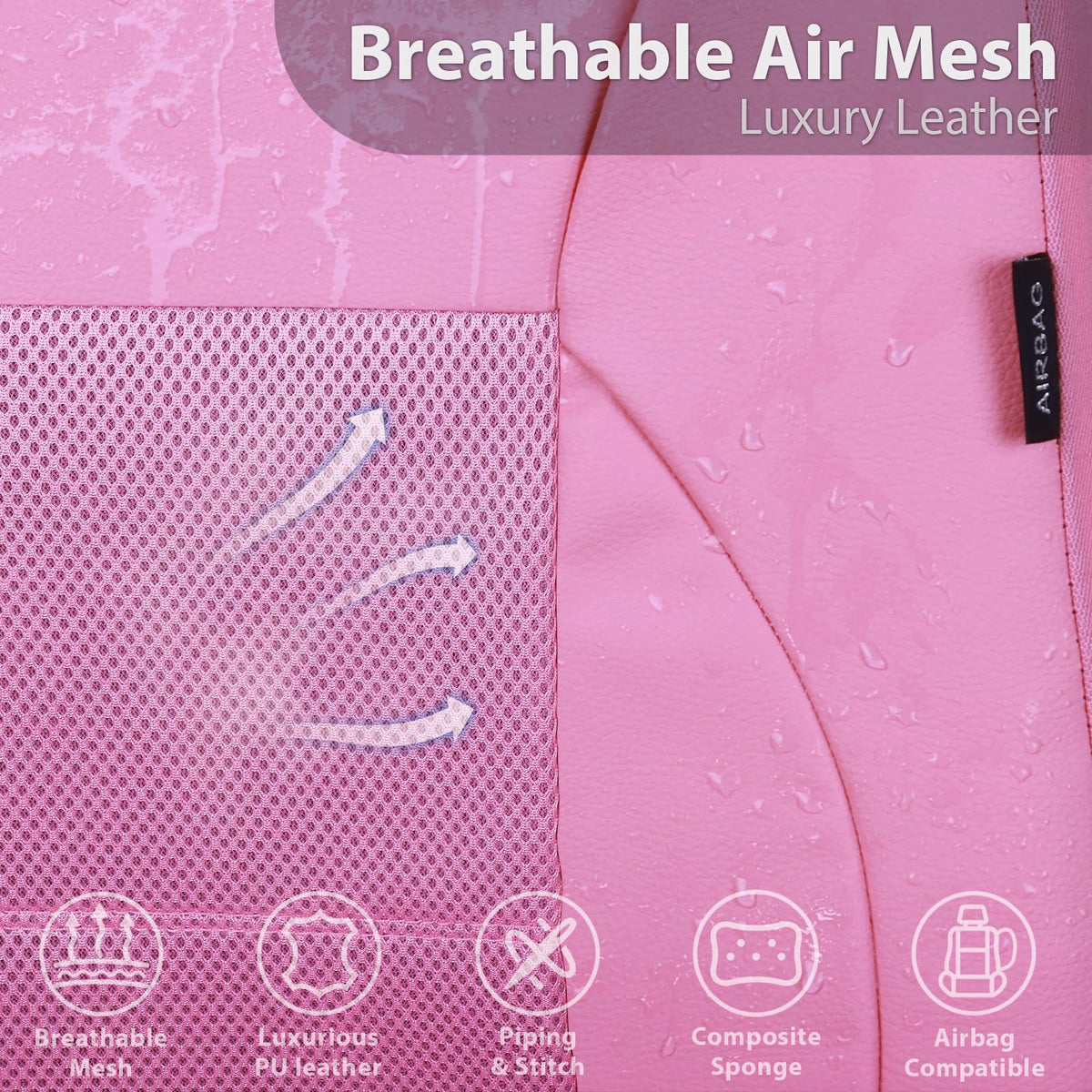 CAR PASS close-up of PU leather texture highlighting durable, wipeable surface