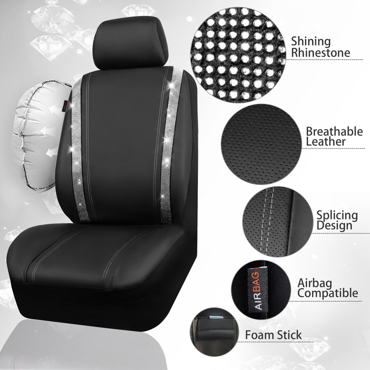 CAR PASS close-up of rhinestone strip highlighting durable secure sparkle