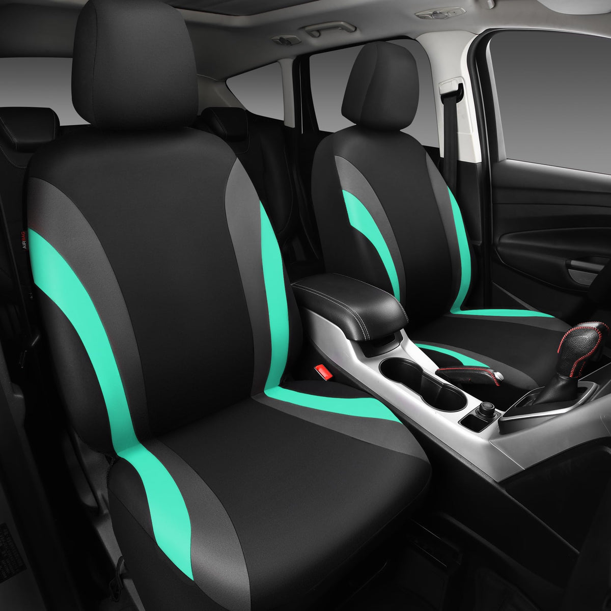 CAR PASS fabric close-up showing mint stitching and breathable texture for comfort and durability