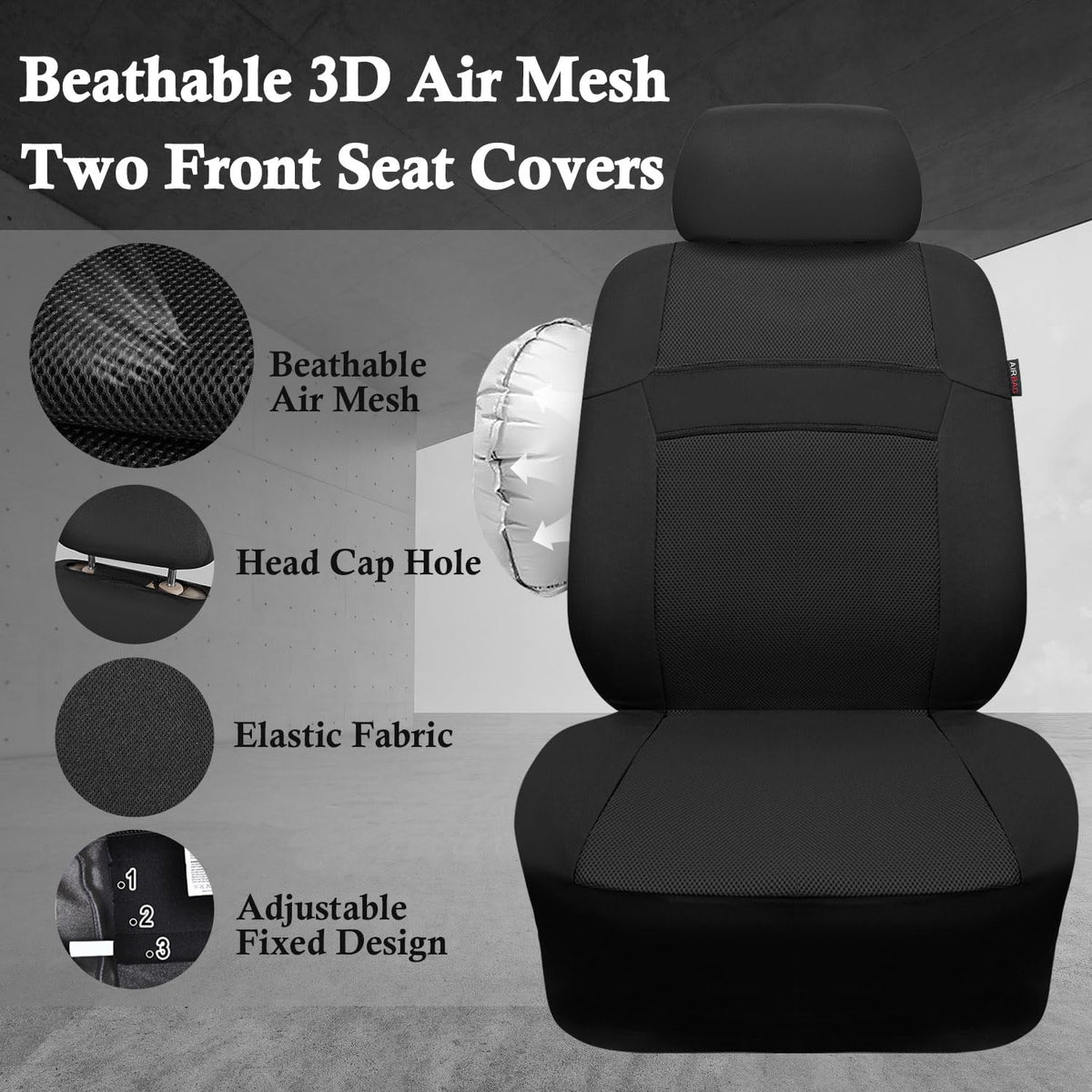 CAR PASS close-up of 3D air mesh texture for breathable long-ride comfort