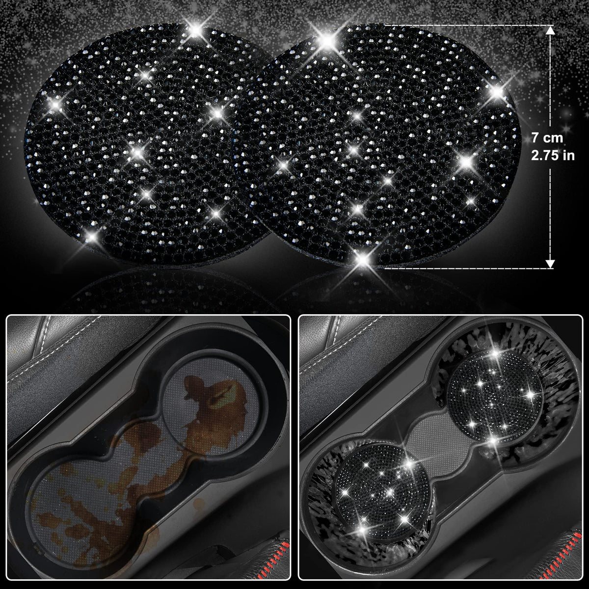 CAR PASS closeup rhinestones showing decorative shine and quality