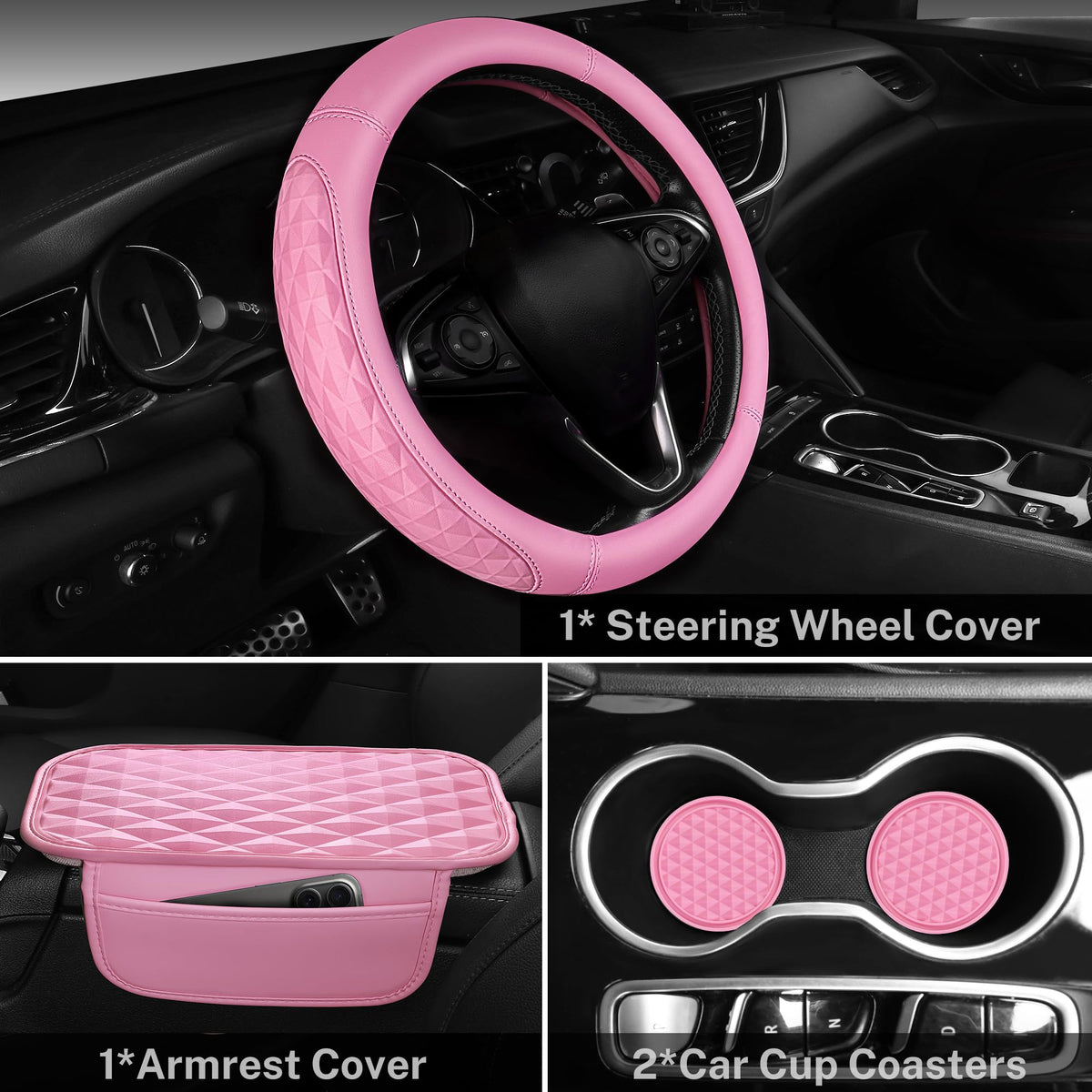 CAR PASS cup coasters placed in cupholders for stable drink support